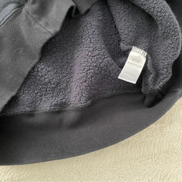 Good American Stars And Stripes Black Silver Hoodie Sweatshirt Dress - Picture 11 of 16